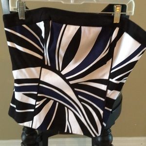 Strapless navy, black, and white too